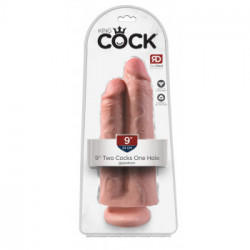 King Cock 9" Two Cocks One Hole Flesh - Dildo Realistico