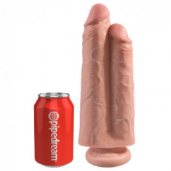 King Cock 9" Two Cocks One Hole Flesh - Dildo Realistico