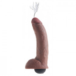 King Cock 9" Squirting Cock with Ball Dark - Dildo Realistico
