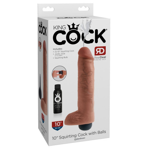 King Cock KC 10" Squirting Cock with Bal -...