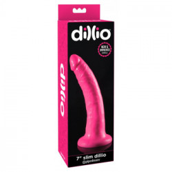 Dillio 7" Slim Pink - Dildo Realistico con Ventosa, Lunghezza di Inserimento 17,8 cm, Ø 4 cm