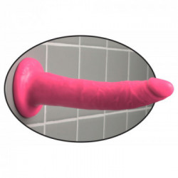 Dillio 7" Slim Pink - Dildo Realistico con Ventosa, Lunghezza di Inserimento 17,8 cm, Ø 4 cm