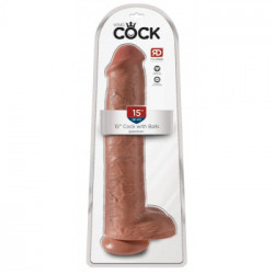 King Cock 15" Cock w Balls Tan - Dildo Realistico con Ventosa