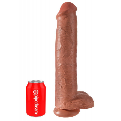 King Cock 15" Cock w Balls Tan - Dildo...