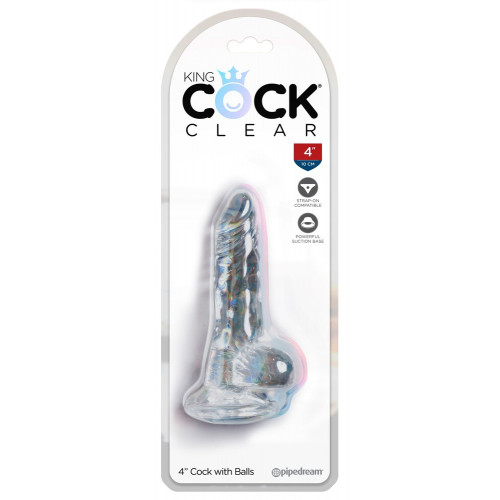 King Cock Clear KCC 4 Cock with Balls - Dildo...