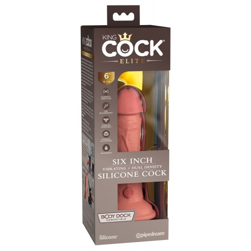 King Cock Elite 6" Vibrating + Dual Density...