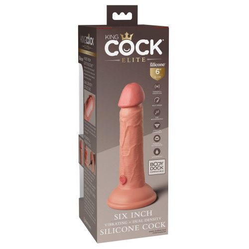 King Cock Elite 6" Vibrating + Dual Density...