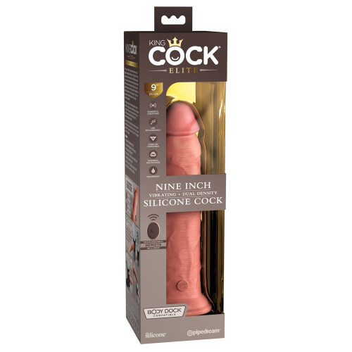 King Cock Elite 9" Vibrating + Dual Density...