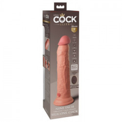 King Cock Elite 9" Vibrating + Dual Density Silicone Cock with Remote - Dildo Realistico