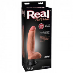 Real Feel No5 - Vibratore Realistico con Testicoli e Ventosa, Richiede Batterie