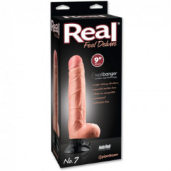 Real Feel No7 - Vibratore Realistico con Testicoli e Ventosa, Richiede Batterie 