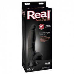 Real Feel No7 - Vibratore Realistico con Testicoli e Ventosa, Nero, Richiede Batterie