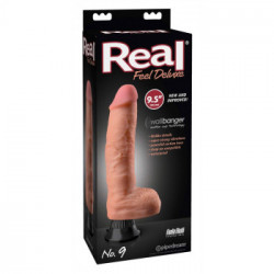 Real Feel No9 - Vibratore Realistico con Testicoli e Ventosa, Richiede Batterie