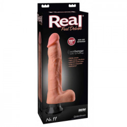 Real Feel No11 - Vibratore Realistico con Testicoli e Ventosa, Richiede Batterie