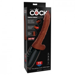 King Cock Plus 7.5" Thrusting Cock - Vibratore Realistico con Testicoli, Funzione Shock, Riscaldante, Ricaricabile