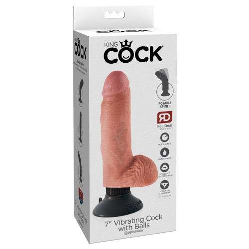 King Cock 7" Vibrating Cock with Balls -...
