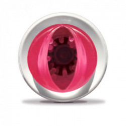 Pipedream PET Roto-Bator Pussy White/Pin - Masturbatore Con Vibrazione e Rotazione, Splashproof, Richiede Batterie
