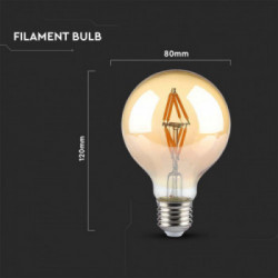 V-TAC Lampadina LED E27 4W G80 Filamento Ambrato 2200K