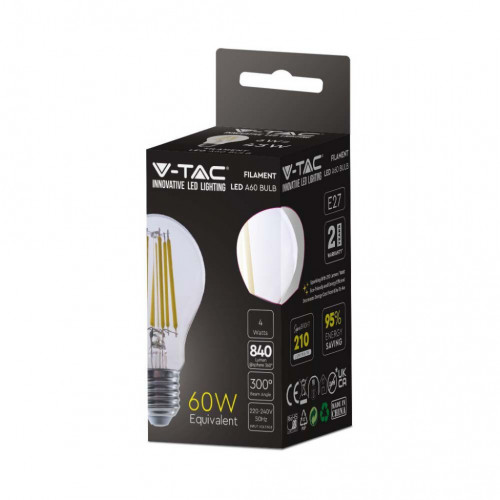 V-TAC Lampadina LED E27 4W A60 Filamento Colore...