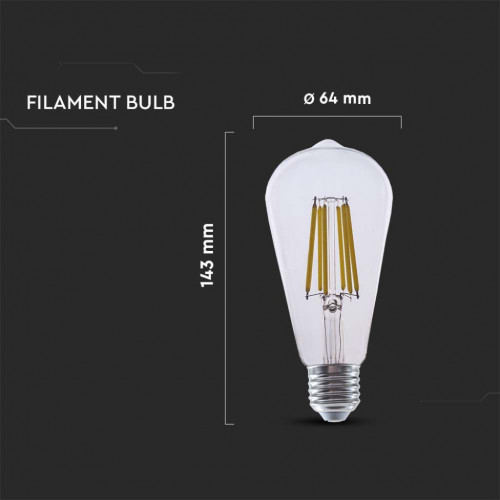 V-TAC Lampadina LED E27 4W ST64 Filamento...