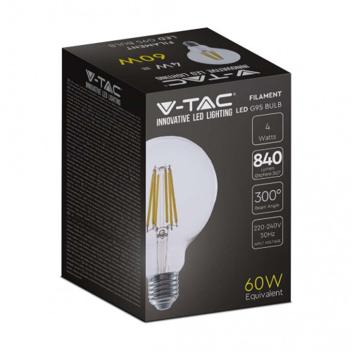 V-TAC Lampadina LED E27 4W G95 Filamento Colore...
