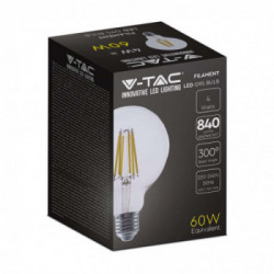 V-TAC Lampadina LED E27 4W G95 Filamento Colore Trasparente 3000K