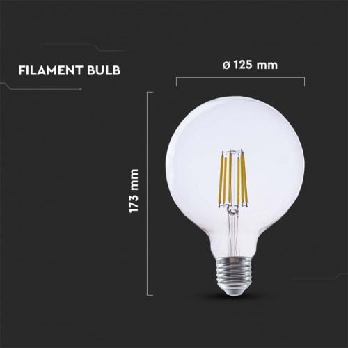 V-TAC Lampadina LED E27 4W G125 Filamento...