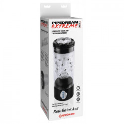 Pipedream PET Roto-Bator Ass Clear/Black - Masturbatore, 7 MOD di Rotazione, 3 Velocità, Splashproof, Richiede Batterie