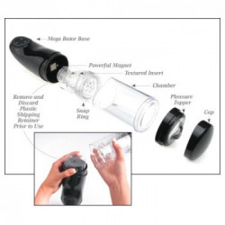 Pipedream PET Mega-Bator Mouth Red/Clear - Masturbatore con Vibrazione, 10 MOD di Vibrazione, Impermeabile, Ricaricabile