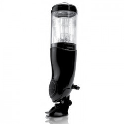 Pipedream PET Mega-Bator Ass Black/Clear - Masturbatore Blowjob con Vibrazione, Impermeabile, Ricaricabile