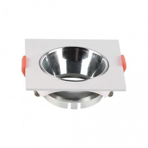 GU10 Fitting Square White Frame + Chrome Reflector