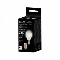 V-TAC Lampadina LED E14 4,8W P45 RF Controller con Telecomando 24 Tasti RGB + 3000K Dimmerabile