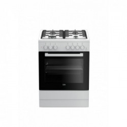Beko FSE62110DW - Cucina a Gas da Libera Installazione, 4 Fuochi, Forno Elettrico 66 Litri, Classe A