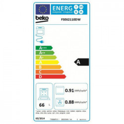 Beko FSE62110DW - Cucina a Gas da Libera Installazione, 4 Fuochi, Forno Elettrico 66 Litri, Classe A