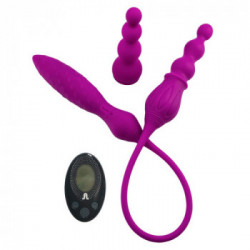 Adrien Lastic 2X Double Ended Vibrator - Vibratore Doppio con Telecomando, 12 MOD, Splashproof, Ricaricabile