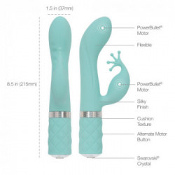 Pillow Talk Kinky Teal - Vibratore Punto G con Stimolazine del Clitoride, Ricaricabile, Turchese