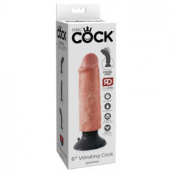 King Cock Vibrating Cock 6 - Vibratore Realistico con Ventosa, Impermeabile, Richiede Batterie