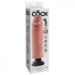 King Cock Vibrating Cock 10 - Vibratore Realistico con Ventosa, Impermeabile, Richiede Batterie