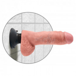 King Cock Vibrating Cock 8 - Vibratore Realistico con Testicoli e Ventosa , Impermeabile, Richiede Batterie