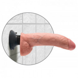 King Cock Vibrating Cock 9 - Vibratore Realistico con Testicoli e Ventosa, Impermeabile, Richiede Batterie