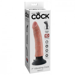 King Cock Vibrating Cock 7 - Vibratore Realistico con Ventosa, Richiede Batterie