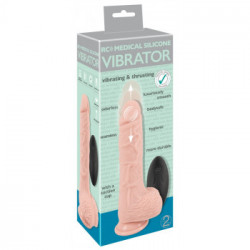 Medical Silicone RC Vib - Vibratore Realistico, Telecomando, Circolare, Shock, Impermeabile, Ricaricabile