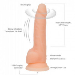 Naked Addiction 8 Rotating&Vibrating Dong - Vibratore Rotante, 7 MOD, Ricaricabile