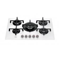 Whirlpool GOA 7523/WH - Piano Cottura a Gas, Tripla Corona, Vetroceramica Bianco, 75 cm