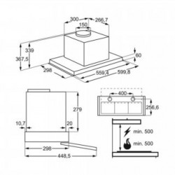 Aeg DPE4641M - Cappa Integrata Totale Sklok, 60 cm, Motore 210 W, 600 m3/h LED, Inox, Classe C