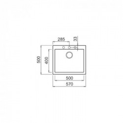 Elleci LKQ 10596 - Lavello Composito 51214120, 1 vasca, Bianco, 57x50 cm