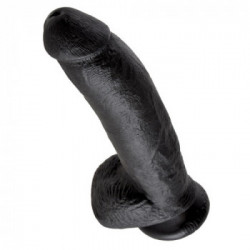 King Cock 9 With Balls Dark - Dildo Realistico con Testicoli e Ventosa, Nero
