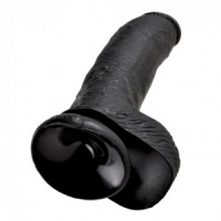 King Cock 9 With Balls Dark - Dildo Realistico con Testicoli e Ventosa, Nero