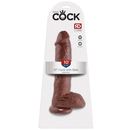 King Cock 10 With Balls Brown - Dildo...