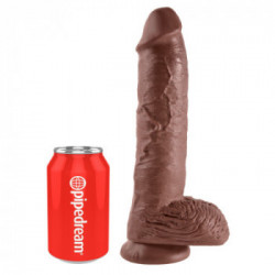 King Cock 10 With Balls Brown - Dildo Realistico con Testicoli e Ventosa